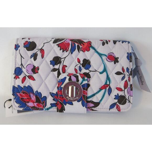 VERA BRADLEY *NWT*  Smartphone Wristlet Wallet Vineyard Floral Turnlock Purple - Picture 1 of 12